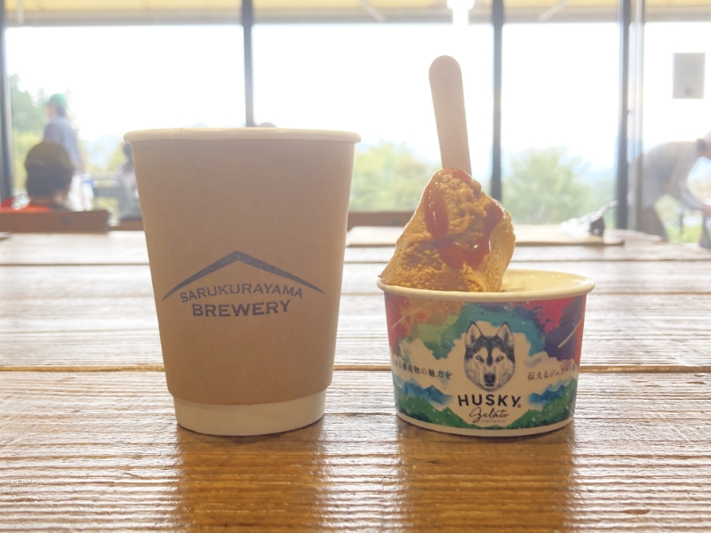 ジェラートは南瓜のキャラメリゼ味といちじくレアチーズ味のダブル
